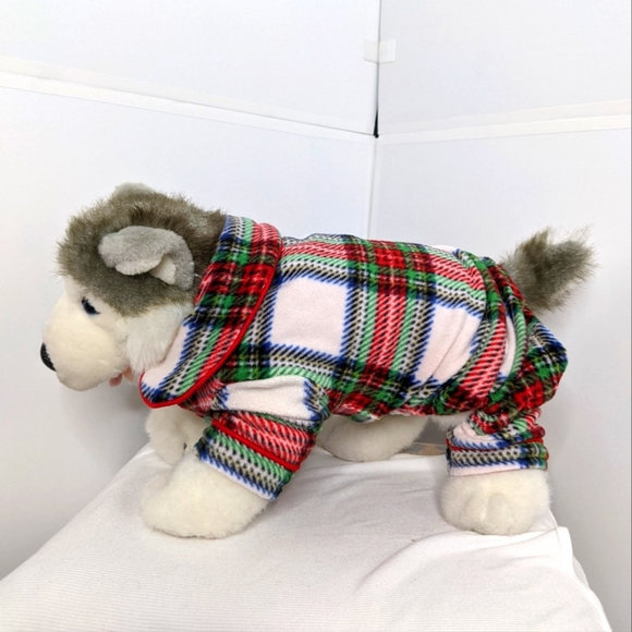 Pet Pajamas EUC dog cat plaid holiday winter outfit clothes Small red green